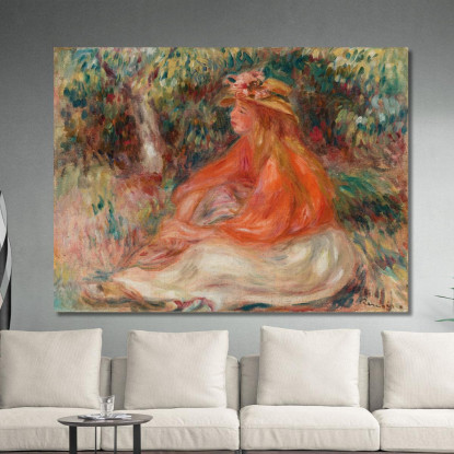 Donna Seduta Pierre-Auguste Renoir par447 quadro stampato su tela