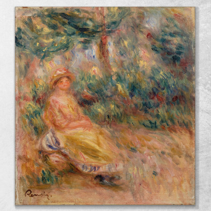 Donna In Rosa E Giallo In Un Paesaggio Pierre-Auguste Renoir par513 quadro stampato su tela