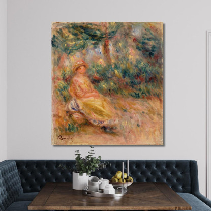 Donna In Rosa E Giallo In Un Paesaggio Pierre-Auguste Renoir par513 quadro stampato su tela
