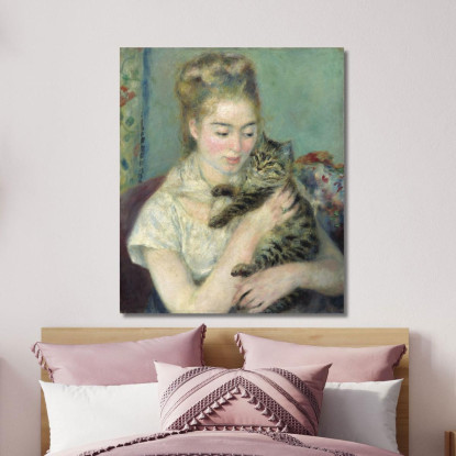 Donna Con Un Gatto Pierre-Auguste Renoir par517 quadro stampato su tela