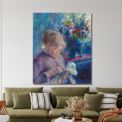 Cucito Della Giovane Donna Pierre-Auguste Renoir par531 quadro stampato su tela
