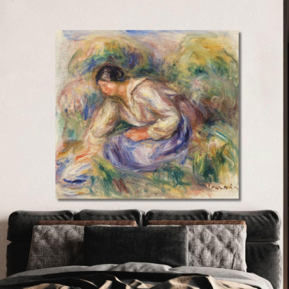 Donna In Gonna Blu Pierre-Auguste Renoir par613 quadro stampato su tela