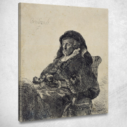 Una Donna Anziana In Abito Da Vedova E Guanti Neri Rembrandt van Rijn rvr18 quadro stampato su tela