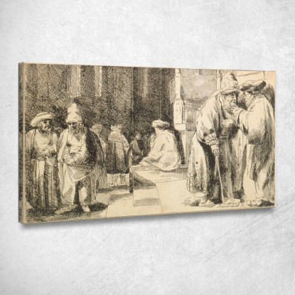 Ebrei Nella Sinagoga Rembrandt van Rijn rvr71 quadro stampato su tela