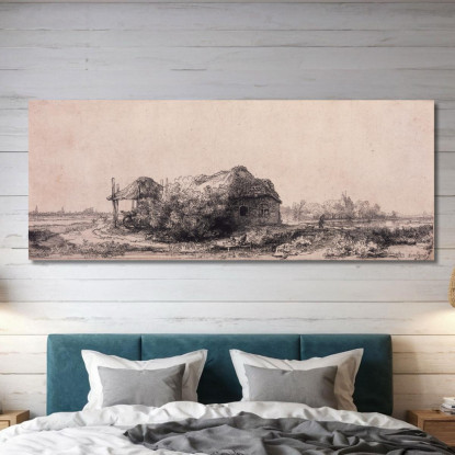 Paesaggio Con Cottage E Fienile Rembrandt van Rijn rvr77 quadro stampato su tela