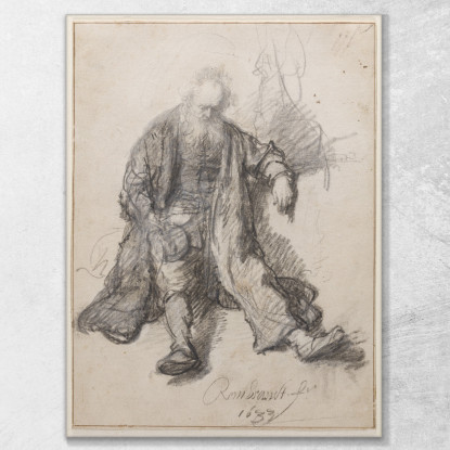 Il Vecchio Seduto Nel Gruppo Degli Ubriachi Rembrandt van Rijn rvr110 quadro stampato su tela