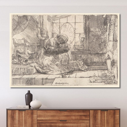 La Vergine Col Bambino Con Il Gatto E Il Serpente Rembrandt van Rijn rvr254 quadro stampato su tela