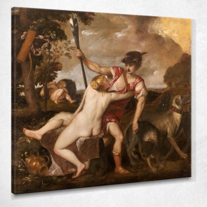 Venere E Adone 1550 Titian Tiziano Vecellio ttn73 quadro stampato su tela