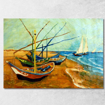 Pescherecci Sulla Spiaggia Di Saintes-Maries Vincent van Gogh vvg38 quadro stampato su tela