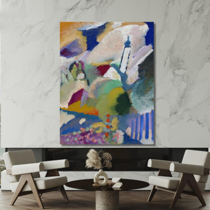 Murnau Con La Chiesa I Wassily Kandinsky wk163 quadro stampato su tela