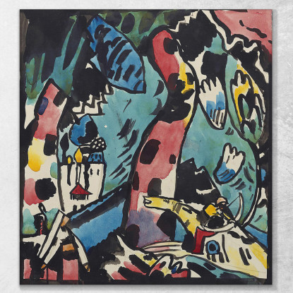 Design Per L'Intaglio In Legno A Colori Archer Wassily Kandinsky wk262 quadro stampato su tela