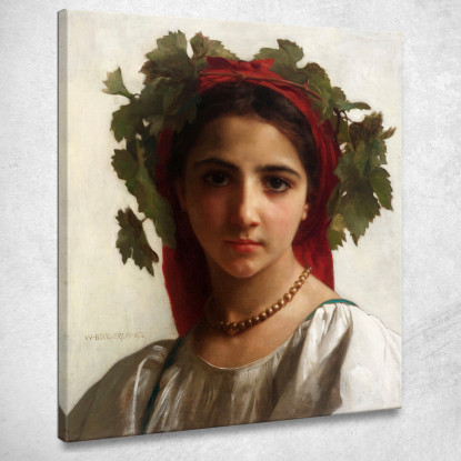 Fanciulla Coronata Di Viti William Bouguereau wbg55 quadro stampato su tela