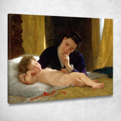 Giovane Madre Che Contempla Il Suo Bambino William Bouguereau wbg57 quadro stampato su tela