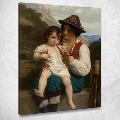 La Lezione Di Flauto William Bouguereau wbg65 quadro stampato su tela