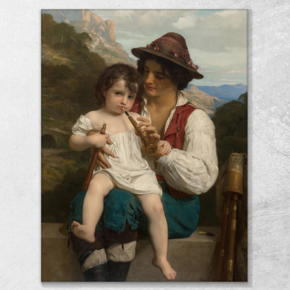 La Lezione Di Flauto William Bouguereau wbg65 quadro stampato su tela