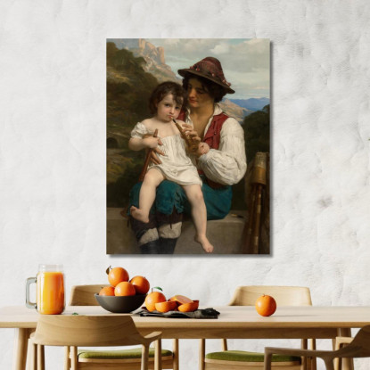 La Lezione Di Flauto William Bouguereau wbg65 quadro stampato su tela