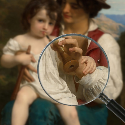 La Lezione Di Flauto William Bouguereau wbg65 quadro stampato su tela