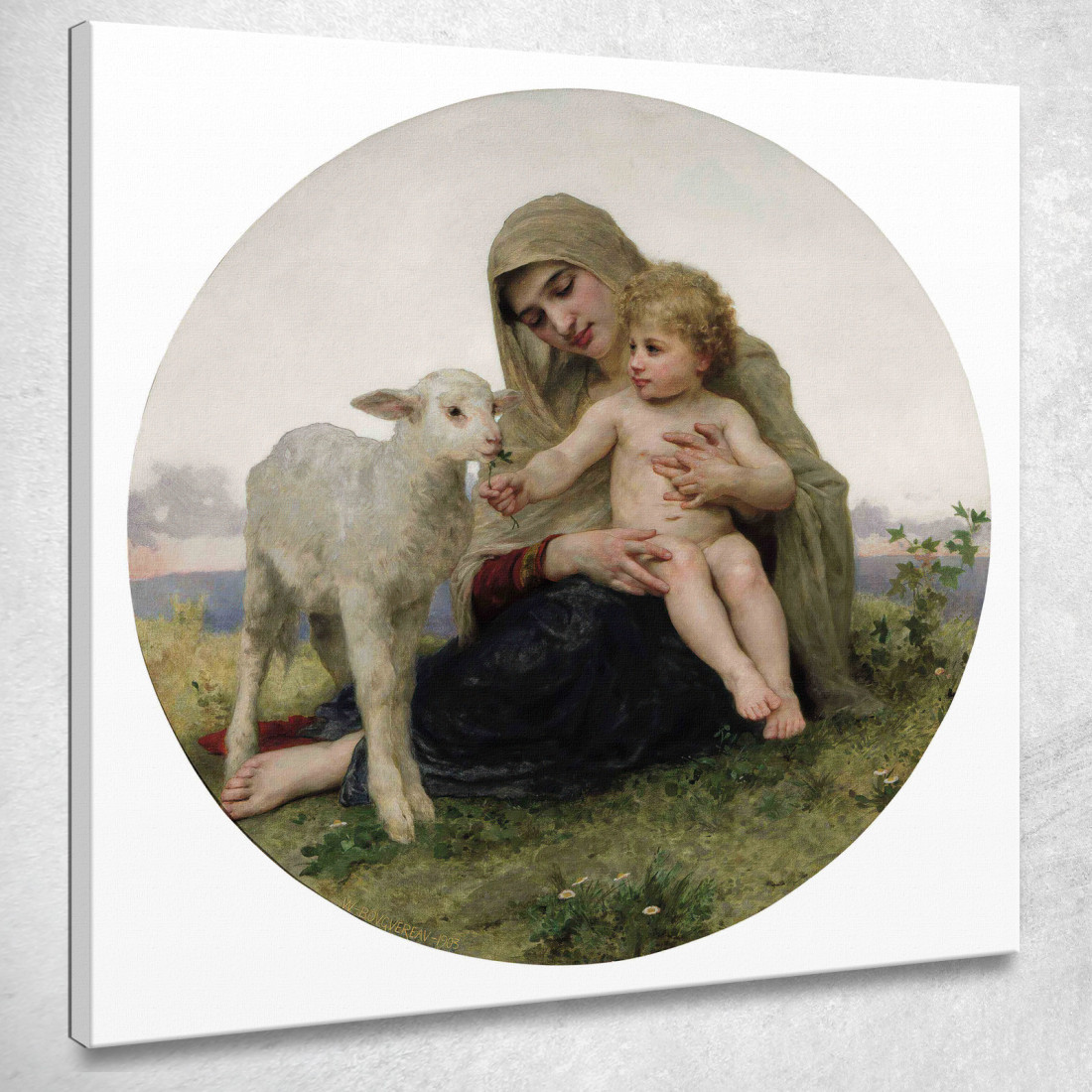La Vergine E L'Agnello William Bouguereau wbg75 quadro stampato su tela