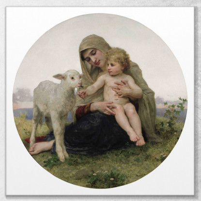 La Vergine E L'Agnello William Bouguereau wbg75 quadro stampato su tela