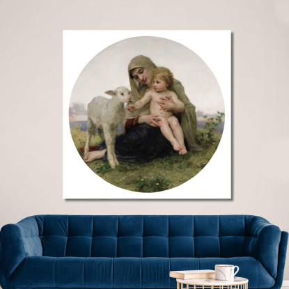 La Vergine E L'Agnello William Bouguereau wbg75 quadro stampato su tela
