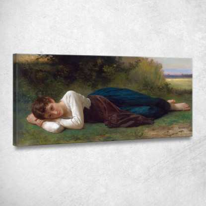 Riposo Giovane Ragazza Sdraiata William Bouguereau wbg88 quadro stampato su tela