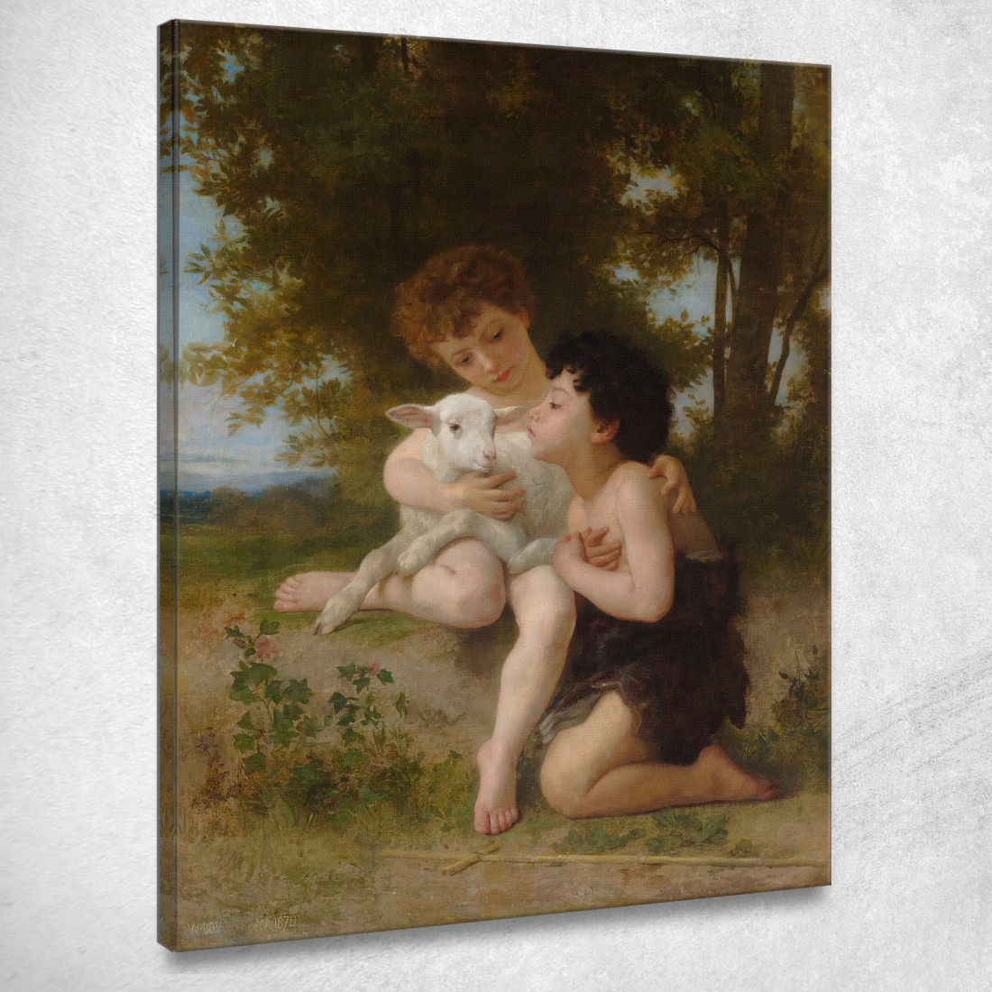 Bambini Con L'Agnello William Bouguereau wbg97 quadro stampato su tela