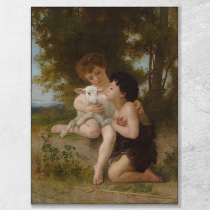 Bambini Con L'Agnello William Bouguereau wbg97 quadro stampato su tela