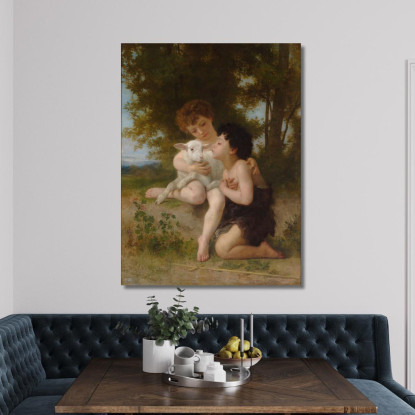 Bambini Con L'Agnello William Bouguereau wbg97 quadro stampato su tela