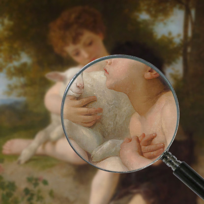 Bambini Con L'Agnello William Bouguereau wbg97 quadro stampato su tela