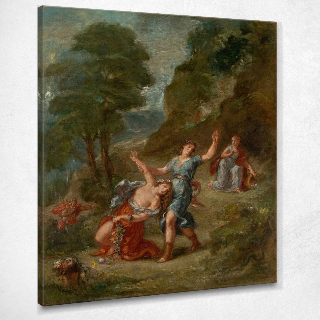 La Primavera Euridice Morsa Da Un Serpente Mentre Coglie I Fiori La Morte Di Euridice Eugène Delacroix quadro stampato su tela