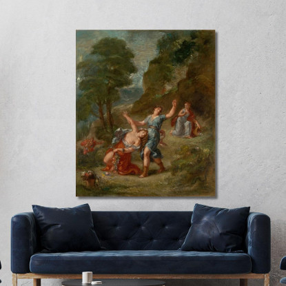 La Primavera Euridice Morsa Da Un Serpente Mentre Coglie I Fiori La Morte Di Euridice Eugène Delacroix quadro stampato su tela