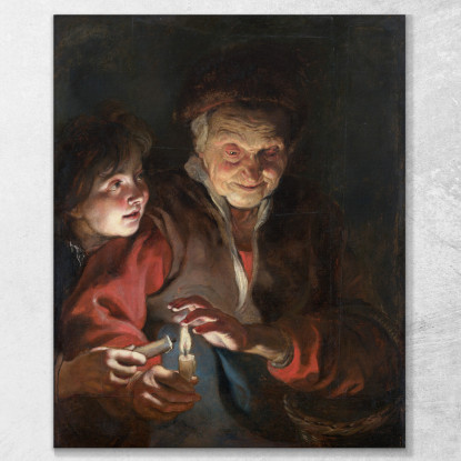 Vecchia E Ragazzo Con Candele Peter Paul Rubens ppr125 quadro stampato su tela