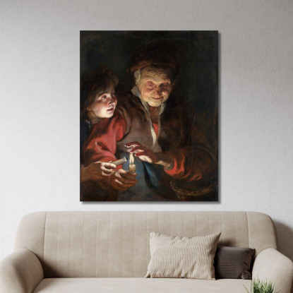 Vecchia E Ragazzo Con Candele Peter Paul Rubens ppr125 quadro stampato su tela