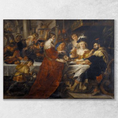 Il Banchetto Di Erode. Salomè Porta Su Un Piatto La Testa Di San Giovanni Battista Peter Paul Rubens quadro stampato su tela