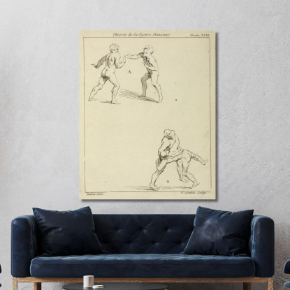 Zwei Figurenpaare, Ein Paar Streckt Die Rechten Arme Zueinander Aus, Das Andere Paar Ringt Peter Paul Rubens drucken auf leinwan