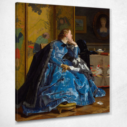 Una Duchessa Il Vestito Blu Alfred Stevens stal2 quadro stampato su tela