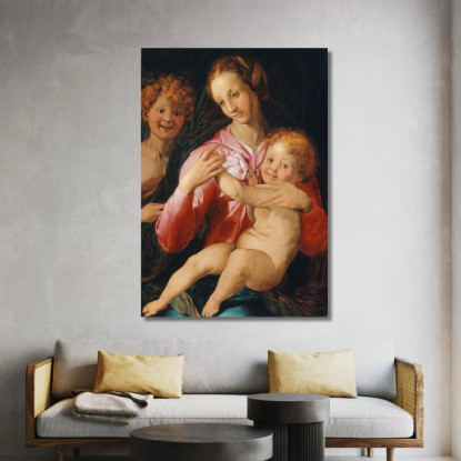Madonna Col Bambino E San Giovanni Battista Agnolo Bronzino abz25 quadro stampato su tela