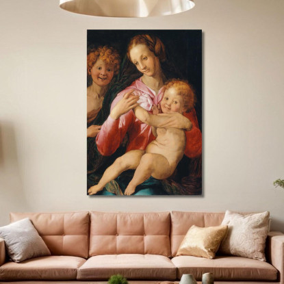 Madonna Col Bambino E San Giovanni Battista Agnolo Bronzino abz25 quadro stampato su tela