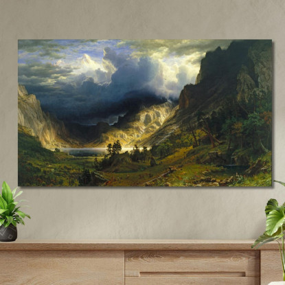 Una Tempesta Sulle Montagne Rocciose Sul Monte Rosalie Albert Bierstadt abr1 quadro stampato su tela