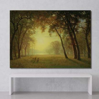 Cervi In ​​Una Radura Dello Yosemite Albert Bierstadt abr18 quadro stampato su tela