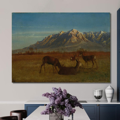 Cervi Nella Casa Di Montagna Albert Bierstadt abr19 quadro stampato su tela
