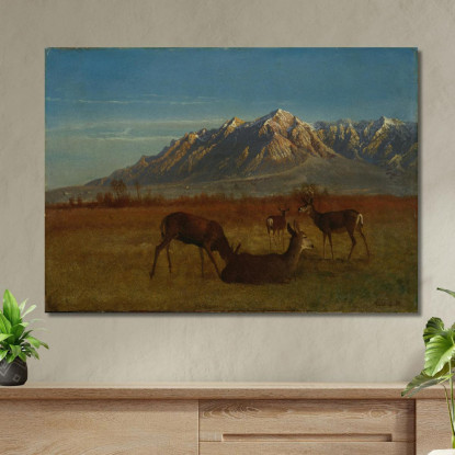 Cervi Nella Casa Di Montagna Albert Bierstadt abr19 quadro stampato su tela