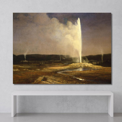 Geyser A Yellowstone Albert Bierstadt abr27 quadro stampato su tela
