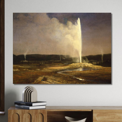 Geyser A Yellowstone Albert Bierstadt abr27 quadro stampato su tela