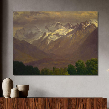 In Alta Montagna Albert Bierstadt abr32 quadro stampato su tela