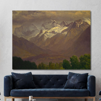 In Alta Montagna Albert Bierstadt abr32 quadro stampato su tela