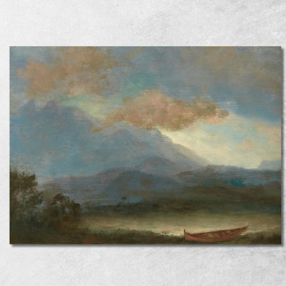 Canoa Indiana In Riva Al Lago Albert Bierstadt abr34 quadro stampato su tela