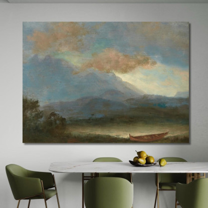 Canoa Indiana In Riva Al Lago Albert Bierstadt abr34 quadro stampato su tela