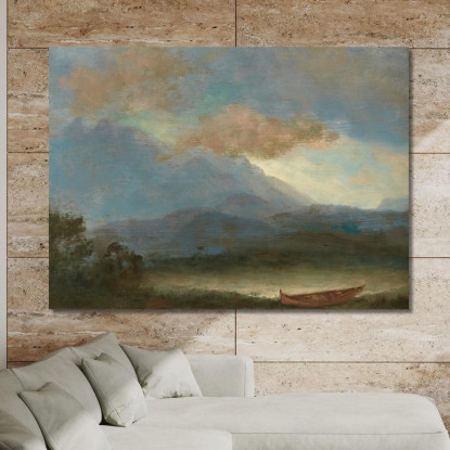 Canoa Indiana In Riva Al Lago Albert Bierstadt abr34 quadro stampato su tela