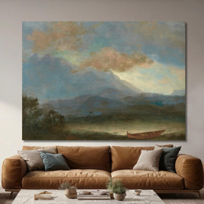 Canoa Indiana In Riva Al Lago Albert Bierstadt abr34 quadro stampato su tela